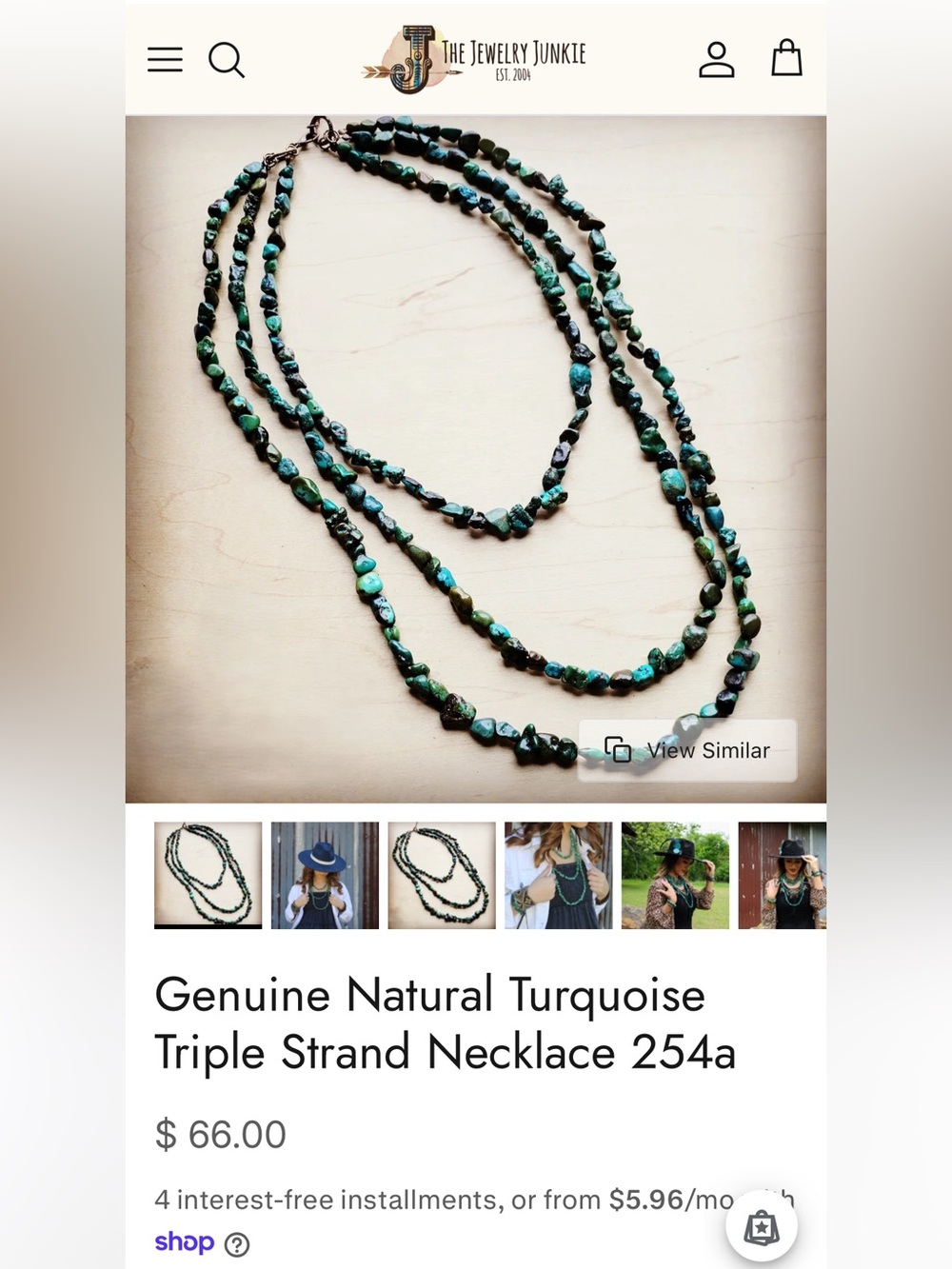 Genuine Natural Turquoise Triple Strand Necklace